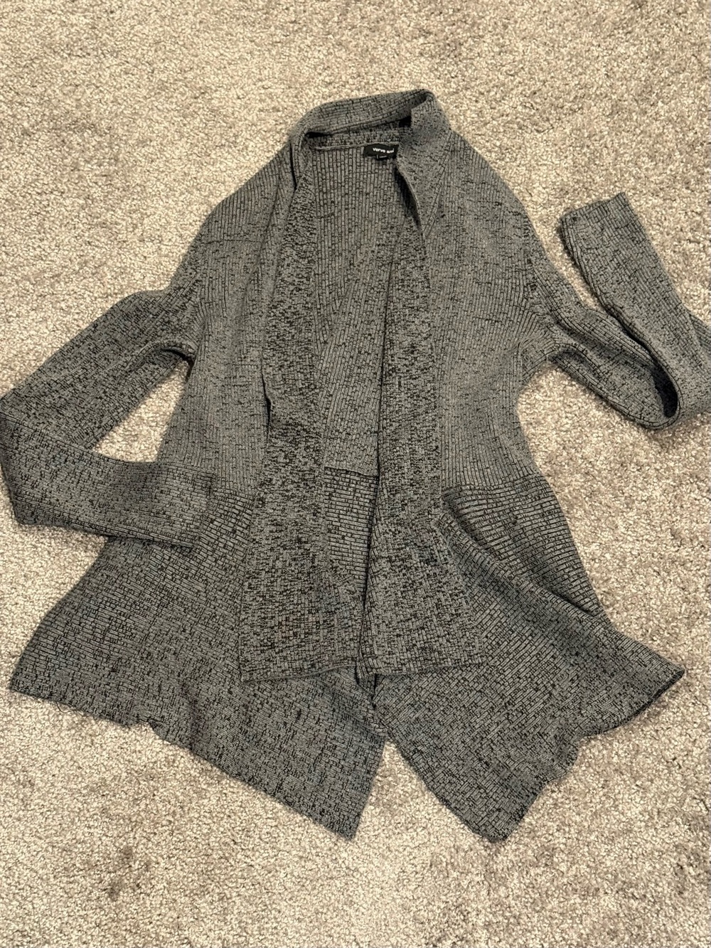 Women's Open-Front Gray Knit Cardigan